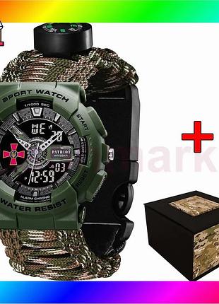Bs паракордовий ремінець camo best mix green patriot для чоловіків спортивний армійський годинник з бу bas77/n