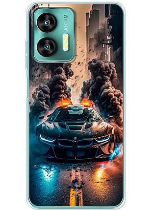 Чехол силиконовый с картинкой на oukitel c35 (машина bmw i8)