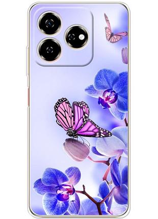 Чехол силиконовый с картинкой на zte nubia v60 (цветок, бабочка на орхидее)