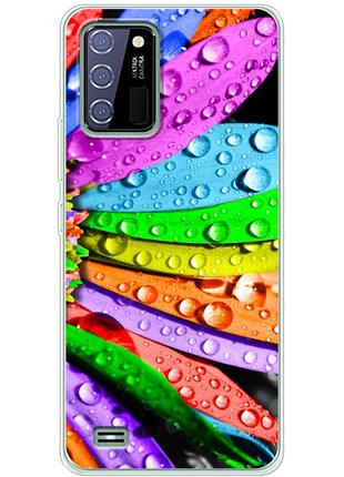 Чехол силиконовый с картинкой на oukitel c25 (цветные листья)