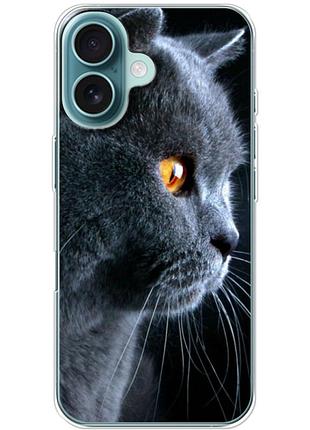 Чехол силиконовый с картинкой на iphone 16 (британский кот)