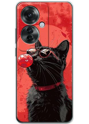 Чехол силиконовый с картинкой на oppo reno 11 f (стильный котик)