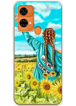 Чехол силиконовый с картинкой на oukitel c33 (патриотический, девушка украинка)
