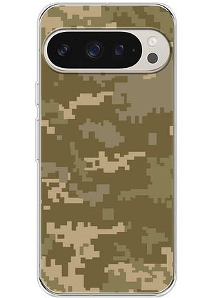 Чехол силиконовый с картинкой на google pixel 9 pro (патриотический, камуфляж пиксель)