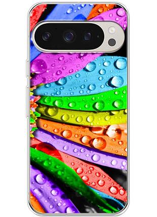 Чехол силиконовый с картинкой на google pixel 9 pro (цветные листья)