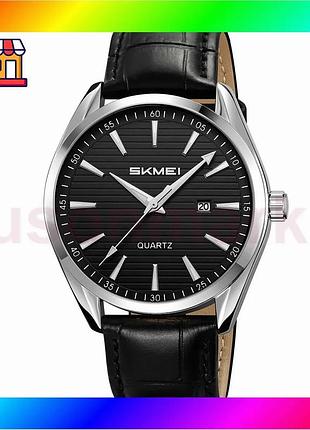 Bs часы skmei silver-black best mix мужские классические с кожаным ремешком и стрелочным механизмом дл bas77/n