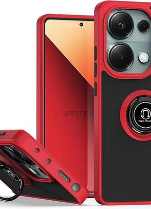 Чехол fiji colorframe для xiaomi redmi note 13 pro матовый бампер с кольцом подставкой red