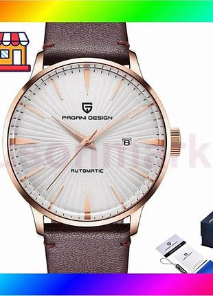 Bs часы pagani design best mix gold-black-brown механические с кожаным ремешком для мужчин классически bas77/n