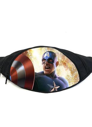 Поясная сумка бананка капитан америка (gb - captain america 09) gear bag черная