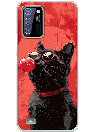 Чехол силиконовый с картинкой на oukitel c25 (стильный котик)