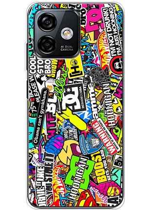 Чехол силиконовый с картинкой на ulefone note 16 pro (цветные наклейки)