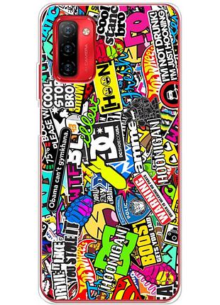 Чехол силиконовый с картинкой на ulefone note 12p (цветные наклейки)