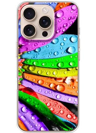 Чехол силиконовый с картинкой на iphone 16 pro (цветные листья)