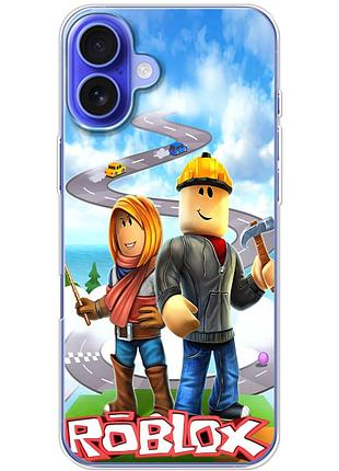 Чехол силиконовый с картинкой на iphone 16 plus (роблокс, roblox)