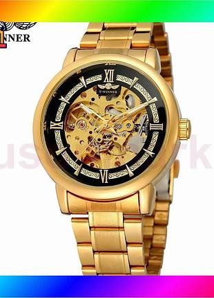 Bs часы forsining 8173 best mix gold-black steel механические с автоподзаводом для мужчин стильные нар bas77/n