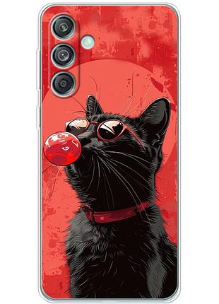 Чехол силиконовый с картинкой на samsung galaxy m55 5g (m556) (стильный котик)