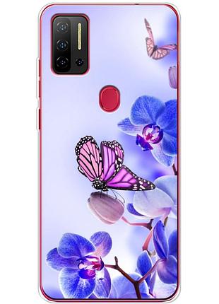 Чехол силиконовый с картинкой на ulefone note 11p (цветок, бабочка на орхидее)