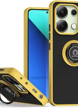 Чехол fiji colorframe для xiaomi redmi note 13 матовый бампер с кольцом подставкой yellow
