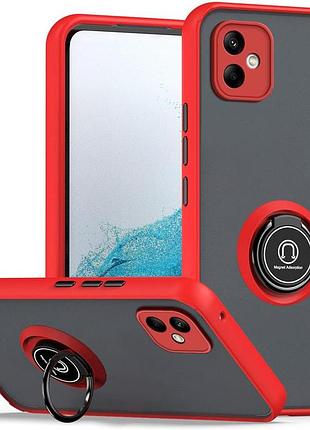 Чехол fiji colorframe для samsung galaxy a05 (a055) матовый бампер с кольцом подставкой red