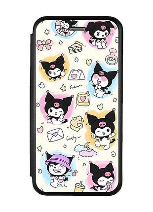 Чехол-книжка черный с рисунком на samsung galaxy a16 5g куроми (принт 389)