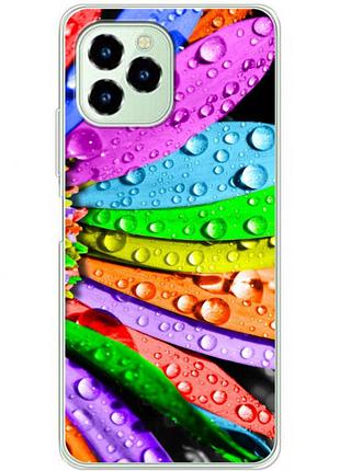 Чехол силиконовый с картинкой на oukitel c21 pro (цветные листья)