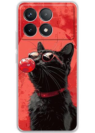 Чехол силиконовый с картинкой на xiaomi poco f6 pro (стильный котик)