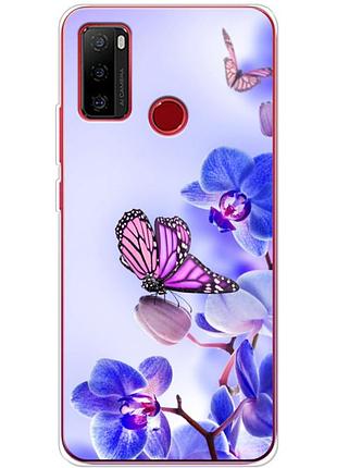 Чохол силіконовий з картинкою на ulefone note 10 (квітка, метелик на орхідеї)