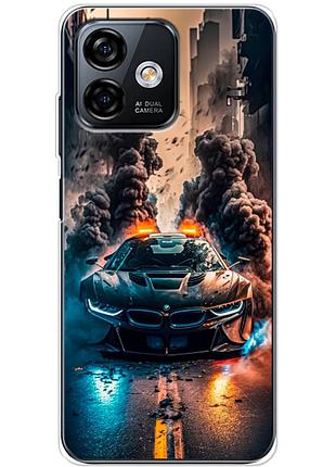 Чехол силиконовый с картинкой на ulefone note 16 pro (машина bmw i8)