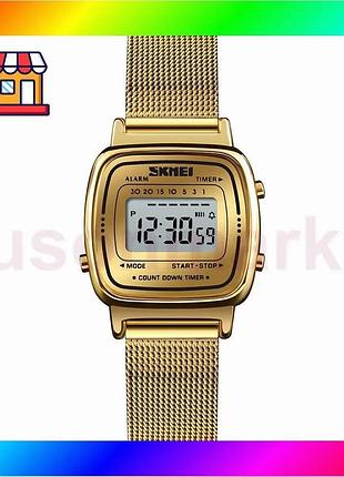 Bs часы skmei gold best mix mesh женские золотистые электронные с будильником и хронографом для повсед bas77/n