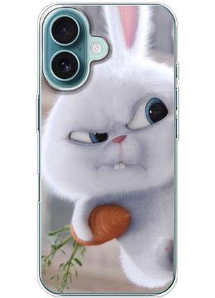 Чехол силиконовый с картинкой на iphone 16 (кролик снежок)