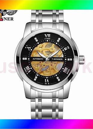 Bs часы forsining silver-black best mix механические с автоподзаводом для мужчин классические стильные bas77/n