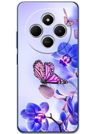 Чехол силиконовый с картинкой на xiaomi redmi 14c 4g (цветок, бабочка на орхидее)