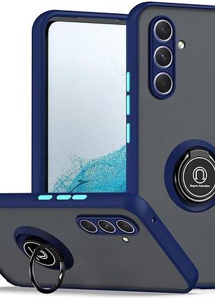 Чехол fiji colorframe для samsung galaxy a55 5g (a556) матовый бампер с кольцом подставкой dark blue