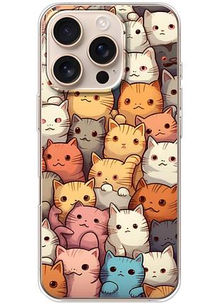 Чехол силиконовый с картинкой на iphone 16 pro (котики)