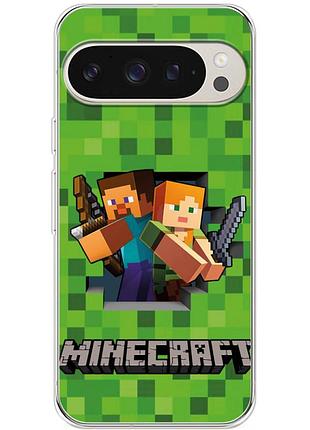 Чохол силіконовий з картинкою на google pixel 9 pro (майнкрафт, minecraft)