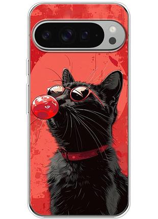 Чехол силиконовый с картинкой на google pixel 9 pro xl (стильный котик)