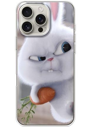 Чехол силиконовый с картинкой на iphone 16 pro max (кролик снежок)