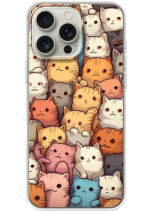 Чехол силиконовый с картинкой на iphone 16 pro max (котики)