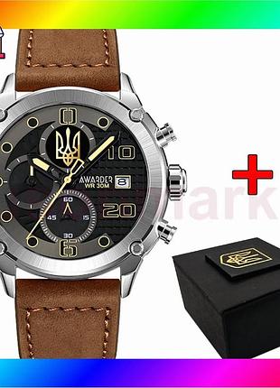 Bs часы awarder 016 best mix silver-black-brown с хронографом для мужчин классические стрелочные наруч bas77/n