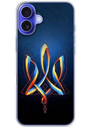 Чехол силиконовый с картинкой на iphone 16 plus (патриотический, герб украины)