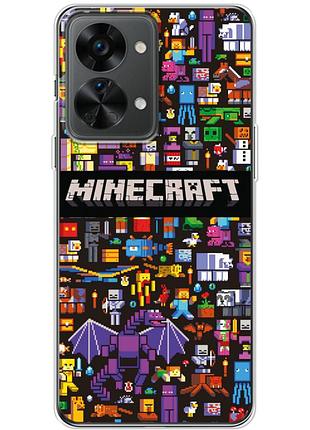 Чехол силиконовый с картинкой на oneplus nord 2t (майнкрафт, minecraft)