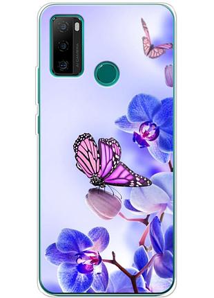 Чехол силиконовый с картинкой на ulefone note 10p (цветок, бабочка на орхидее)
