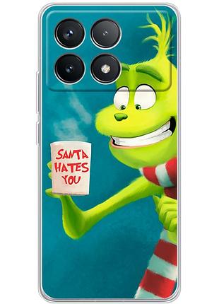 Чехол силиконовый с картинкой на xiaomi poco f6 pro (новогодний, гринч)