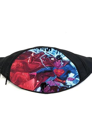 Поясная сумка бананка супермен (gb - superman 04) gear bag черная
