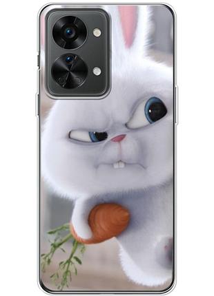 Чехол силиконовый с картинкой на oneplus nord 2t (кролик снежок)