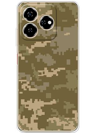 Чехол силиконовый с картинкой на zte nubia v60 (патриотический, камуфляж пиксель)