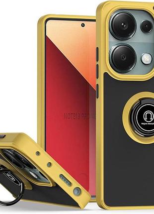 Чехол fiji colorframe для xiaomi redmi note 13 pro матовый бампер с кольцом подставкой yellow