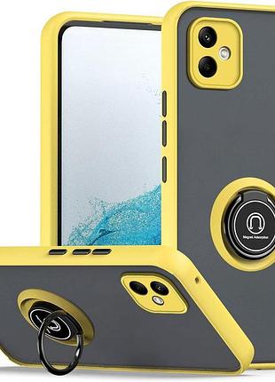 Чохол fiji colorframe для samsung galaxy a05 (a055) матовий бампер з кільцем підставкою yellow