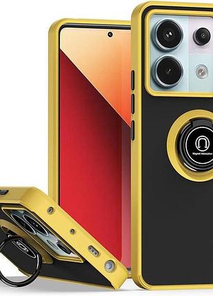 Чехол fiji colorframe для xiaomi redmi note 13 pro 5g матовый бампер с кольцом подставкой yellow