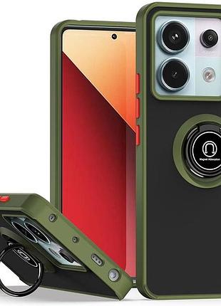 Чехол fiji colorframe для xiaomi redmi note 13 pro 5g матовый бампер с кольцом подставкой khaki